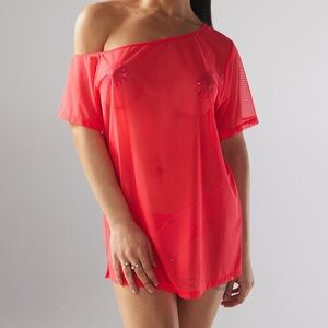 Savage X Fenty I Dare Hue Mesh Off-The-Shoulder Sleep Shirt NWT Size Large L